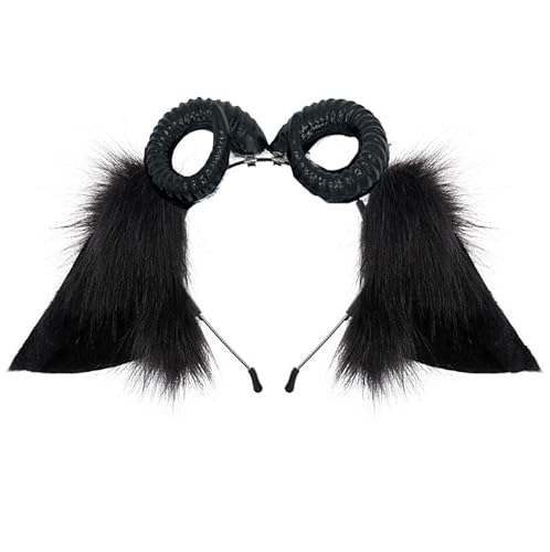 ATekatac Hasenohren Handgefertigte Tierohren Halloween Cosplay Hasenohren Blume Stirnband (YJ Black) von ATekatac