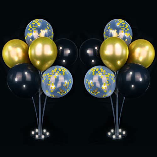AUAUY 2 Stück Tisch Ballon Stand Kit, Wiederverwendbar Ballonständer, Luftballons Ständer Halter mit 16 Ballon und 14 Lichtern für Geburtstag Partydekorationen, Hochzeitsdekorationen, Feste und Partys von AUAUY