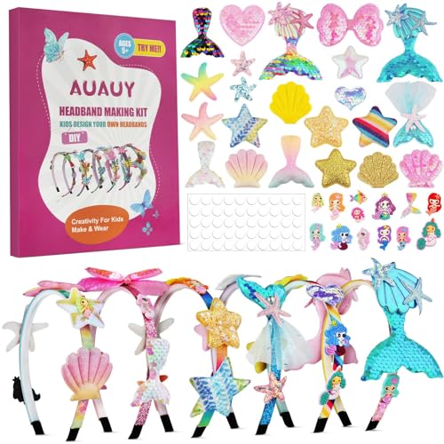 AUAUY 6PCS DIY Haarband, Meerjungfrau Haarreifen Bastelset Mädchen, Kreatives Geburtstagsgeschenk Spielzeug, Bastelset Mädchen 5-12 Jahre Mode Mädchen Haar-Accessoires-Making Kit Einschulung Mitgebsel AUAUY 6PCS DIY Haarband, Meerjungfrau Haarreifen Bastelset Mädchen, Kreatives Geburtstagsgeschenk Spielzeug, Bastelset Mädchen 5-12 Jahre Mode Mädchen Haar-Accessoires-Making Kit Einschulung Mitgebsel von AUAUY