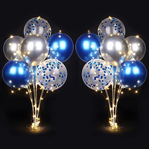 AUAUY Pack of 2 Table Balloon Stand Kit, Reusable Balloon Stand, Balloon Stand Holder with 16 Balloon and 2 Lights for Birthday Party Decorations, Wedding Decorations, Festivals and Parties von AUAUY