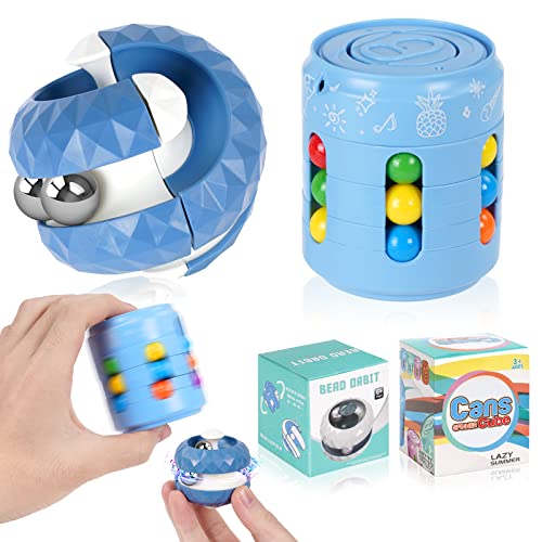 AUAUY Sensorisches Spielzeug, 1PCS Rotierender Würfel-Orbit-Ball+1PCS Magic Bean Cube Rotierendes Spielzeug, Stressabbau, Pädagogisches Puzzle-Spiele,Interaktives Spielzeug für Kinder Erwachsene von AUAUY