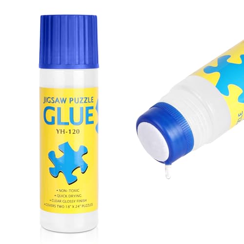 AUAUY Transparenter Puzzlekleber, Puzzle Kleber 120 ml, Puzzle Kleber mit Schwammkopf, ungiftiger PVA Transparenter Puzzlekleber, Puzzle Glue um Puzzle zu Fixieren und Aufzuhängen von AUAUY