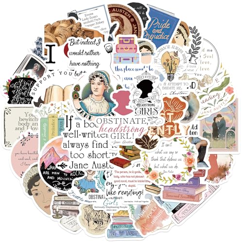 50 Stück British Novelist Aufkleber Pack Jane Austen Sticker Set wasserdichte Vinyl Sticker für Laptop Kinder Autos Motorrad Fahrrad Skateboard Gepäck Koffer Computer Aufkleber Graffiti Decal 50 Stück British Novelist Aufkleber Pack Jane Austen Sticker Set wasserdichte Vinyl Sticker für Laptop Kinder Autos Motorrad Fahrrad Skateboard Gepäck Koffer Computer Aufkleber Graffiti Decal von AUCEKO