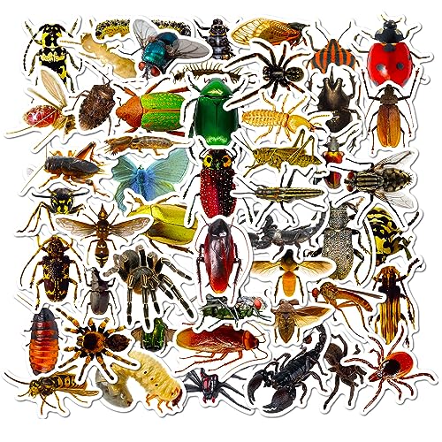 AUCEKO 50 Stück Insekten Aufkleber Pack Insekten Sticker Set wasserdichte Vinyl Sticker für Laptop Kinder Autos Motorrad Fahrrad Skateboard Gepäck Koffer Computer Aufkleber Graffiti Decal von AUCEKO