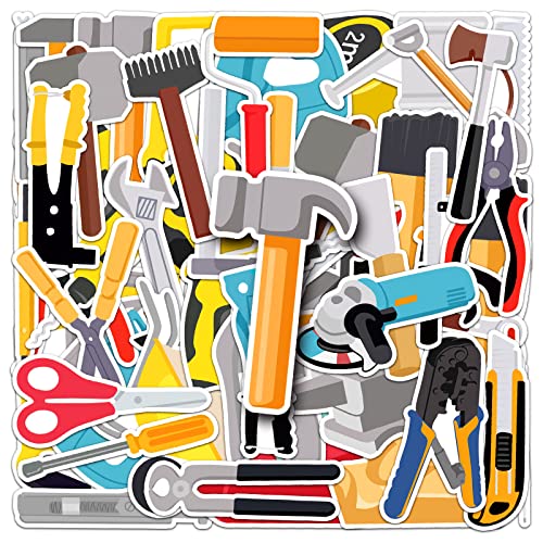 AUCEKO 50 Stück Werkzeuge Aufkleber Pack Tool Sticker Set wasserdichte Vinyl Sticker für Laptop Kinder Autos Motorrad Fahrrad Skateboard Gepäck Koffer Computer Aufkleber Graffiti Decal von AUCEKO