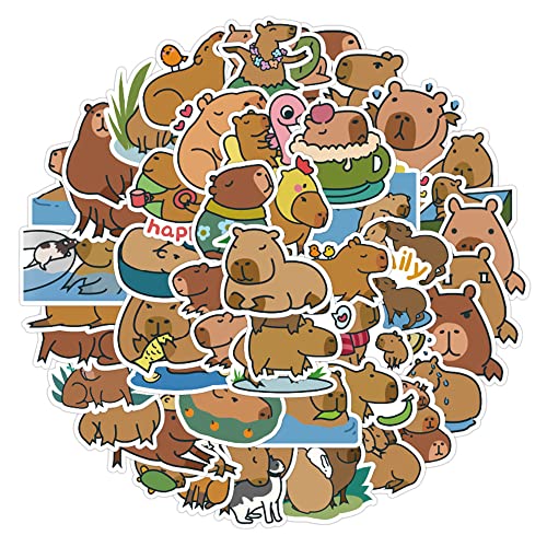 AUCEKO 100 Stück Capybara Aufkleber Pack Capybara Sticker Set wasserdichte Vinyl Sticker für Laptop Kinder Autos Motorrad Fahrrad Skateboard Gepäck Koffer Computer Aufkleber Graffiti Decal von AUCEKO