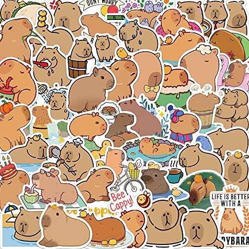 AUCEKO 50 Stück Capybara Aufkleber Pack Capybara Sticker Set wasserdichte Vinyl Sticker für Laptop Kinder Autos Motorrad Fahrrad Skateboard Gepäck Koffer Computer Aufkleber Graffiti Decal von AUCEKO