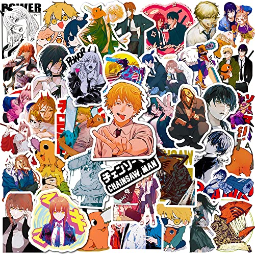 AUCEKO 50 Stück Chainsaw Man Aufkleber Pack Anime Sticker Set wasserdichte Vinyl Sticker für Laptop Kinder Autos Motorrad Fahrrad Skateboard Gepäck Koffer Computer Aufkleber Graffiti Decal von AUCEKO