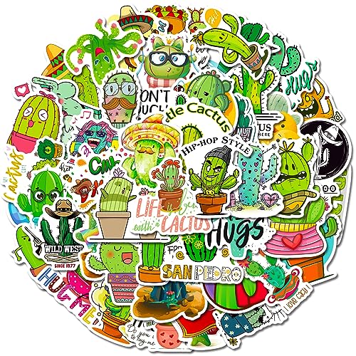 AUCEKO 50 Stück Kaktus Aufkleber Pack Cactus Sticker Set wasserdichte Vinyl Sticker für Laptop Kinder Autos Motorrad Fahrrad Skateboard Gepäck Koffer Computer Aufkleber Graffiti Decal von AUCEKO