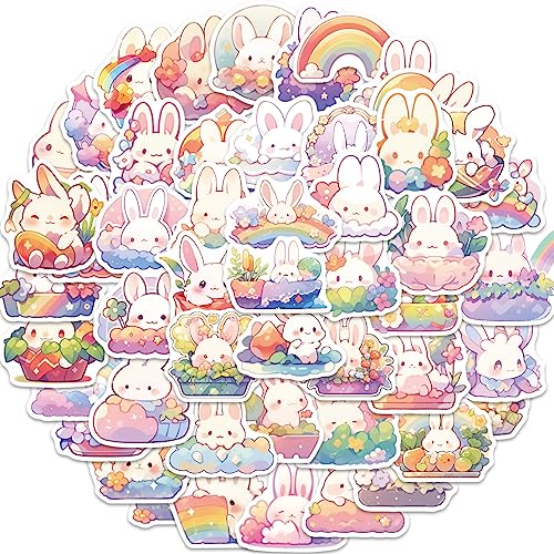 AUCEKO 50 Stück Kaninchen Aufkleber Pack Rabbit Sticker Set wasserdichte Vinyl Sticker für Laptop Kinder Autos Motorrad Fahrrad Skateboard Gepäck Koffer Computer Aufkleber Graffiti Decal von AUCEKO