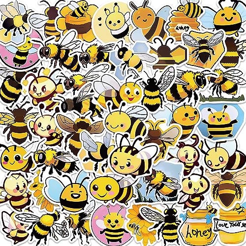 AUCEKO 50 Stück Kleine Bienen Aufkleber Pack Bee Sticker Set wasserdichte Vinyl Sticker für Laptop Kinder Autos Motorrad Fahrrad Skateboard Gepäck Koffer Computer Aufkleber Graffiti Decal von AUCEKO