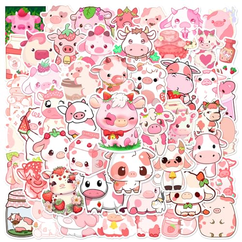 AUCEKO 50 Stück Kühe Aufkleber Pack Cow Sticker Set wasserdichte Vinyl Sticker für Laptop Kinder Autos Motorrad Fahrrad Skateboard Gepäck Koffer Computer Aufkleber Graffiti Decal von AUCEKO