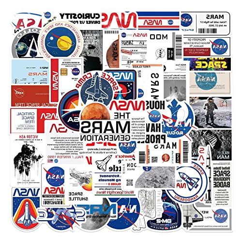 AUCEKO 50 Stück NASA-Astronaut Aufkleber Pack Astronauten Sticker Set wasserdichte Vinyl Sticker für Laptop Kinder Autos Motorrad Fahrrad Skateboard Gepäck Koffer Computer Aufkleber Graffiti Decal von AUCEKO