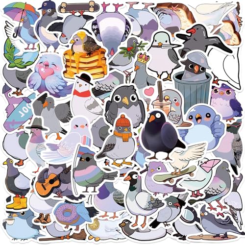 AUCEKO 50 Stück Taube Aufkleber Pack Pigeon Sticker Set wasserdichte Vinyl Sticker für Laptop Kinder Autos Motorrad Fahrrad Skateboard Gepäck Koffer Computer Aufkleber Graffiti Decal von AUCEKO
