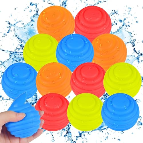 12 stück wiederverwendbare wasserballons, magnet selbstschließend schnell wiederbefüllbare silikon wasserbomben für kinder, erwachsene. 12 stück wiederverwendbare wasserballons, magnet selbstschließend schnell wiederbefüllbare silikon wasserbomben für kinder, erwachsene. von AUEJACKY