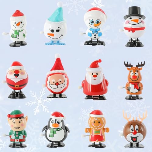 AUEJACKY Aufziehbare Weihnachtsspielzeuge, 12 Stück, Lauf- und Springspielzeug für Weihnachten, Aufziehspielzeug für die Weihnachtsfeier, Weihnachtsschneemann AUEJACKY Aufziehbare Weihnachtsspielzeuge, 12 Stück, Lauf- und Springspielzeug für Weihnachten, Aufziehspielzeug für die Weihnachtsfeier, Weihnachtsschneemann von AUEJACKY