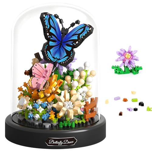 AUEJACKY Schmetterling Blumen, Blumen BauklöTze Set Im Glas, Schmetterling Blumen Set, Blumenstrauß Blumenfliesen Set Mit Staubdichte Kuppel Und Sockel, Geschenk FüR MäDchen Ab 6 Jahren AUEJACKY Schmetterling Blumen, Blumen BauklöTze Set Im Glas, Schmetterling Blumen Set, Blumenstrauß Blumenfliesen Set Mit Staubdichte Kuppel Und Sockel, Geschenk FüR MäDchen Ab 6 Jahren von AUEJACKY