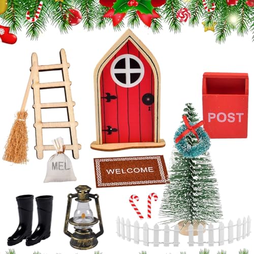 Weihnachts Zwerg Tür Zubehör Weihnachts-Set, Weihnachten Mini Puppenhaus Zubehör, Weihnachtswichtel Tür Set Weihnachtsdeko Elfentür Kinder Geschenk Zwerg Tür Zubehör Set Weihnachts Zwerg Tür Zubehör Weihnachts-Set, Weihnachten Mini Puppenhaus Zubehör, Weihnachtswichtel Tür Set Weihnachtsdeko Elfentür Kinder Geschenk Zwerg Tür Zubehör Set von AUEJACKY