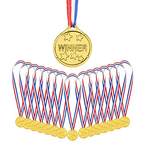 AUERVO 50 Stück Gold Kunststoff Gewinner Medaillen Kinder Party Award Medaillen mit Halsbändern für Kinder Sportpreise Partygeschenke AUERVO 50 Stück Gold Kunststoff Gewinner Medaillen Kinder Party Award Medaillen mit Halsbändern für Kinder Sportpreise Partygeschenke von AUERVO