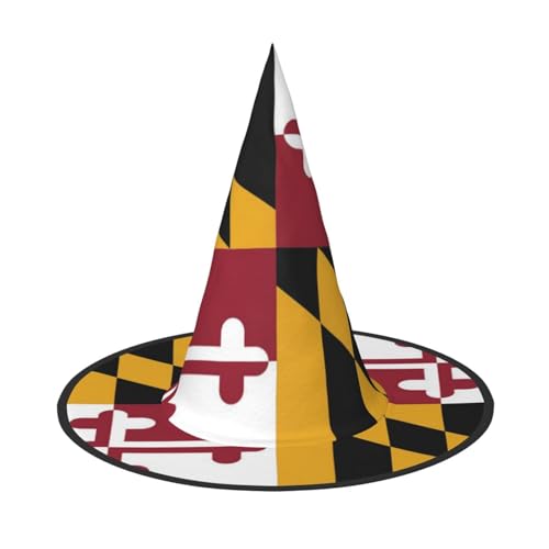 AUGUSTRUSH Verstellbarer Hexenhut für Damen und Herren, Flagge von Maryland, Halloween-Hut, faltbares Halloween-Partyzubehör, spitze Zauberermütze für Cosplay, Karneval, Maskerade, 1 Stück von AUGUSTRUSH