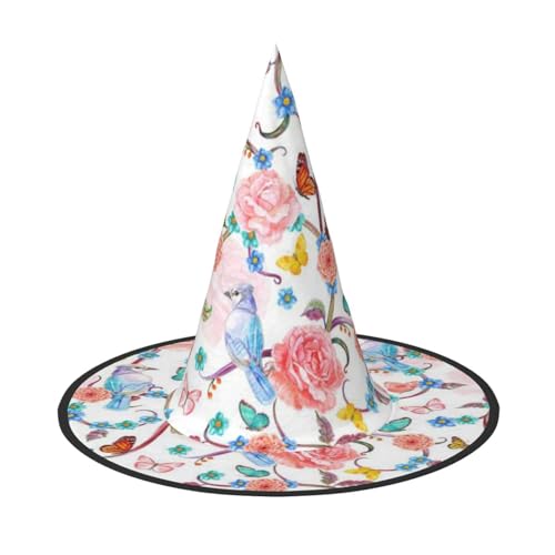 AUGUSTRUSH Verstellbarer Hexenhut für Damen und Herren, ausgefallene Blumen Vögel Schmetterling Halloween Hut Faltbare Halloween Party Zubehör Spitze Zauberer Kappe für Cosplay Karneval Maskerade 1 AUGUSTRUSH Verstellbarer Hexenhut für Damen und Herren, ausgefallene Blumen Vögel Schmetterling Halloween Hut Faltbare Halloween Party Zubehör Spitze Zauberer Kappe für Cosplay Karneval Maskerade 1 von AUGUSTRUSH