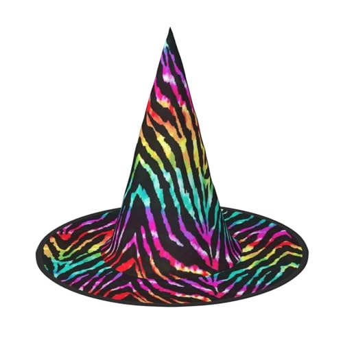 AUGUSTRUSH Verstellbarer Hexenhut für Damen und Herren, buntes Regenbogen-Zebra-Halloween-Hut, faltbares Halloween-Party-Zubehör, spitze Zauberermütze für Cosplay, Karneval, Maskerade, 1 Stück AUGUSTRUSH Verstellbarer Hexenhut für Damen und Herren, buntes Regenbogen-Zebra-Halloween-Hut, faltbares Halloween-Party-Zubehör, spitze Zauberermütze für Cosplay, Karneval, Maskerade, 1 Stück von AUGUSTRUSH