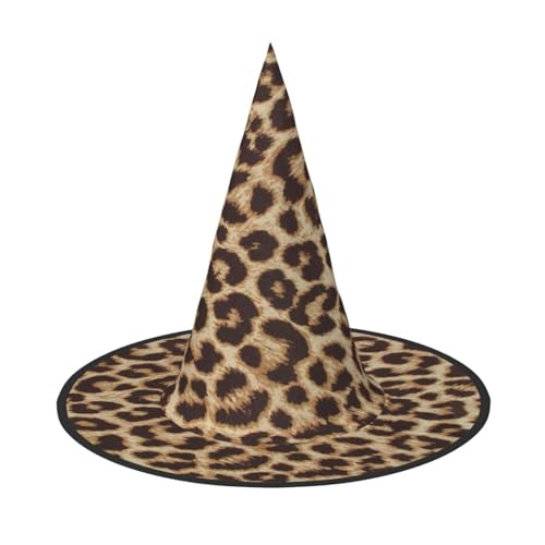 AUGUSTRUSH Verstellbarer Hexenhut für Damen und Herren, lustiger Leoparden-Halloween-Hut, faltbares Halloween-Partyzubehör, spitze Zauberermütze für Cosplay, Karneval, Maskerade, 1 Stück von AUGUSTRUSH