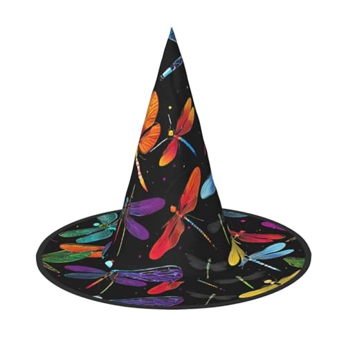 AUGUSTRUSH Verstellbarer Hexenhut für Damen und Herren, niedlicher Libellen-Halloween-Hut, faltbares Halloween-Partyzubehör, spitze Zauberermütze für Cosplay, Karneval, Maskerade, 1 Stück von AUGUSTRUSH