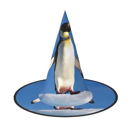 AUGUSTRUSH Verstellbarer Hexenhut für Damen und Herren, niedlicher Pinguin-Halloween-Hut, faltbares Halloween-Partyzubehör, spitze Zauberermütze für Cosplay, Karneval, Maskerade, 1 Stück von AUGUSTRUSH