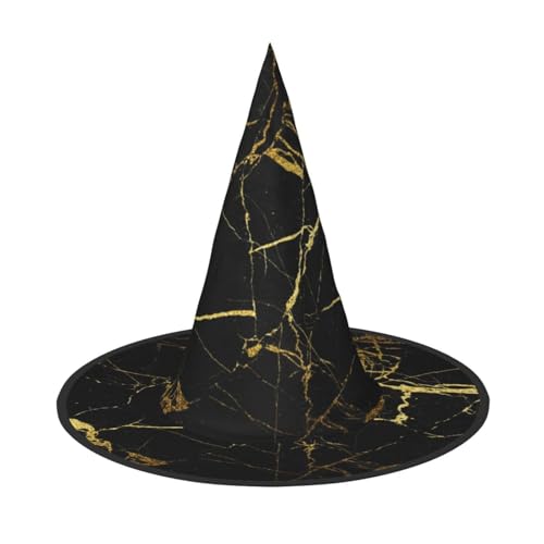 AUGUSTRUSH Verstellbarer Hexenhut für Damen und Herren, schwarzer Marmor-Halloween-Hut, faltbares Halloween-Partyzubehör, spitze Zauberermütze für Cosplay, Karneval, Maskerade, 1 Stück von AUGUSTRUSH