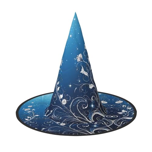 AUGUSTRUSH Verstellbarer Hexenhut für Frauen & Männer, Blume Halloween Hut Faltbare Halloween Party Zubehör Spitze Zauberer Kappe für Cosplay Karneval Maskerade 1PC von AUGUSTRUSH