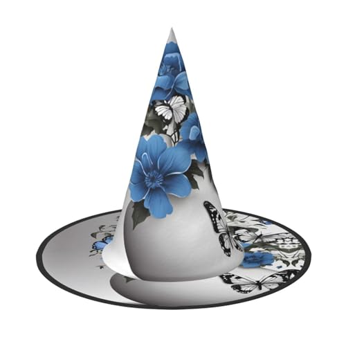 AUGUSTRUSH Verstellbarer Hexenhut für Frauen & Männer, Blume Halloween Hut Faltbare Halloween Party Zubehör Spitze Zauberer Kappe für Cosplay Karneval Maskerade 1PC von AUGUSTRUSH