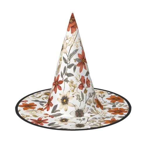 AUGUSTRUSH Verstellbarer Hexenhut für Frauen & Männer, Blume Halloween Hut Faltbare Halloween Party Zubehör Spitze Zauberer Kappe für Cosplay Karneval Maskerade 1PC von AUGUSTRUSH