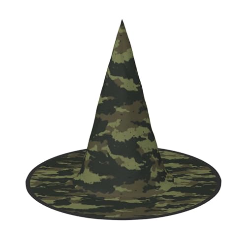 AUGUSTRUSH Verstellbarer Hexenhut für Frauen & Männer, Camouflage Halloween Hut Faltbare Halloween Party Zubehör Spitze Zauberer Kappe für Cosplay Karneval Maskerade 1PC von AUGUSTRUSH