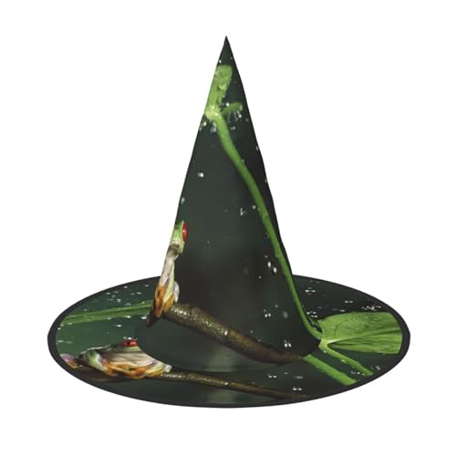 AUGUSTRUSH Verstellbarer Hexenhut für Frauen & Männer, Friedensbaumfrosch, Halloween-Hut, faltbar, Halloween-Partyzubehör, spitze Zauberermütze für Cosplay, Karneval, Maskerade, 1 Stück von AUGUSTRUSH