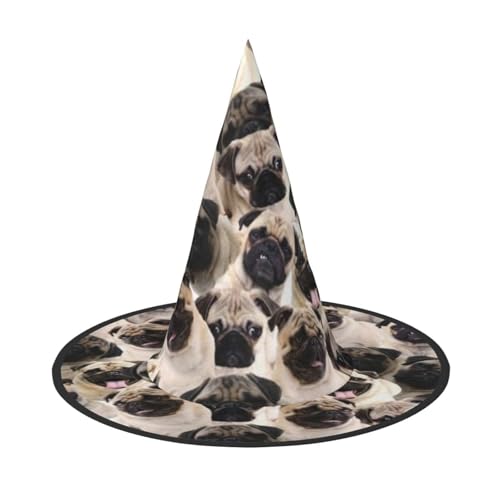 AUGUSTRUSH Verstellbarer Hexenhut für Frauen & Männer, Hund Halloween Hut Faltbare Halloween Party Zubehör Spitze Zauberer Kappe für Cosplay Karneval Maskerade 1PC von AUGUSTRUSH