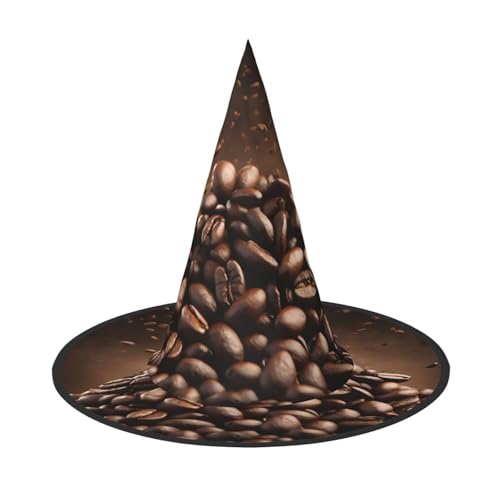 AUGUSTRUSH Verstellbarer Hexenhut für Frauen & Männer, Kaffeebohnen Halloween Hut Faltbare Halloween Party Zubehör Spitze Zauberer Kappe für Cosplay Karneval Maskerade 1PC von AUGUSTRUSH