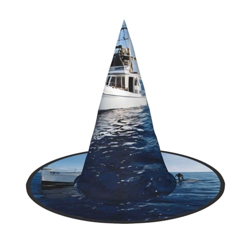 AUGUSTRUSH Verstellbarer Hexenhut für Frauen & Männer, Kreuzfahrtschiff Halloween Hut Faltbare Halloween Party Zubehör Spitze Zauberer Kappe für Cosplay Karneval Maskerade 1PC von AUGUSTRUSH