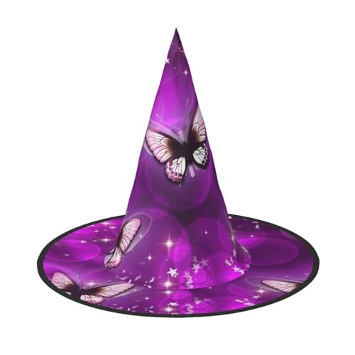 AUGUSTRUSH Verstellbarer Hexenhut für Frauen & Männer, Lila Schmetterling Halloween Hut Faltbare Halloween Party Zubehör Spitze Zauberer Kappe für Cosplay Karneval Maskerade 1PC AUGUSTRUSH Verstellbarer Hexenhut für Frauen & Männer, Lila Schmetterling Halloween Hut Faltbare Halloween Party Zubehör Spitze Zauberer Kappe für Cosplay Karneval Maskerade 1PC von AUGUSTRUSH
