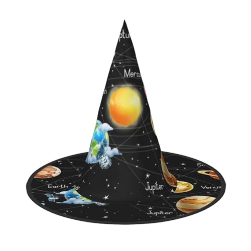 AUGUSTRUSH Verstellbarer Hexenhut für Frauen & Männer, Planeten Sterne Galaxie Halloween Hut Faltbare Halloween Party Zubehör Spitze Zauberer Kappe für Cosplay Karneval Maskerade 1PC AUGUSTRUSH Verstellbarer Hexenhut für Frauen & Männer, Planeten Sterne Galaxie Halloween Hut Faltbare Halloween Party Zubehör Spitze Zauberer Kappe für Cosplay Karneval Maskerade 1PC von AUGUSTRUSH