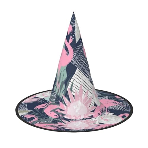 AUGUSTRUSH Verstellbarer Hexenhut für Frauen & Männer, Rosa Flamingo Blätter Halloween Hut Faltbare Halloween Party Zubehör Spitze Zauberer Kappe für Cosplay Karneval Maskerade 1PC AUGUSTRUSH Verstellbarer Hexenhut für Frauen & Männer, Rosa Flamingo Blätter Halloween Hut Faltbare Halloween Party Zubehör Spitze Zauberer Kappe für Cosplay Karneval Maskerade 1PC von AUGUSTRUSH