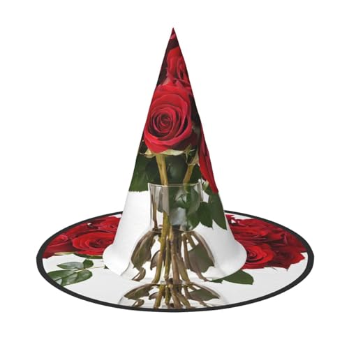 AUGUSTRUSH Verstellbarer Hexenhut für Frauen & Männer, Rose Halloween Hut Faltbare Halloween Party Zubehör Spitze Zauberer Kappe für Cosplay Karneval Maskerade 1PC von AUGUSTRUSH