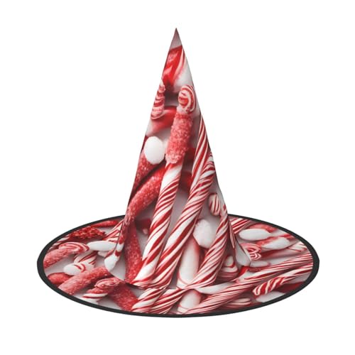 AUGUSTRUSH Verstellbarer Hexenhut für Frauen & Männer, Zuckerstangen Halloween Hut Faltbare Halloween Party Zubehör Spitze Zauberer Kappe für Cosplay Karneval Maskerade 1PC von AUGUSTRUSH