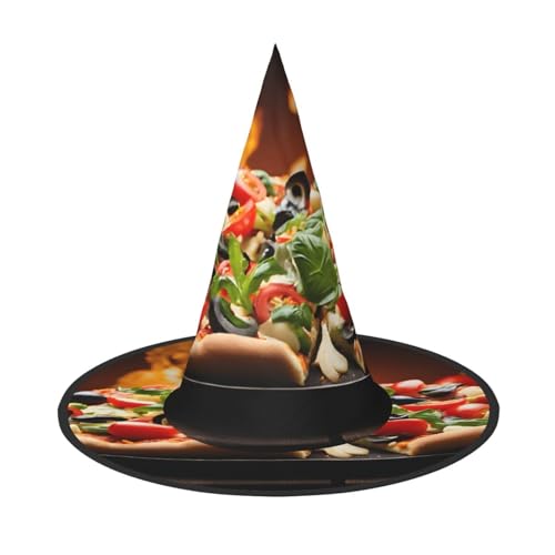 AUGUSTRUSH Verstellbarer Hexenhut für Frauen & Männer, große Pizza Halloween Hut, Faltbare Halloween Party Zubehör, Spitze Zauberer Kappe für Cosplay, Karneval, Maskerade, 1 Stück AUGUSTRUSH Verstellbarer Hexenhut für Frauen & Männer, große Pizza Halloween Hut, Faltbare Halloween Party Zubehör, Spitze Zauberer Kappe für Cosplay, Karneval, Maskerade, 1 Stück von AUGUSTRUSH
