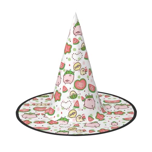 AUGUSTRUSH Verstellbarer Hexenhut für Frauen und Männer, niedliche Schweine-Halloween-Hut, faltbares Halloween-Partyzubehör, spitze Zauberermütze für Cosplay, Karneval, Maskerade, 1 Stück von AUGUSTRUSH