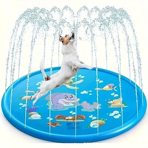 AUHIFVAX Blaue PVC-Wassersprinkler-Matte – Faltbares aufblasbares Sprühkissen mit Meereslebewesen-Design für Menschen und Haustiere, Outdoor-Rasenspaß & Sommer-Abkühlung, beste Halloween- und von AUHIFVAX