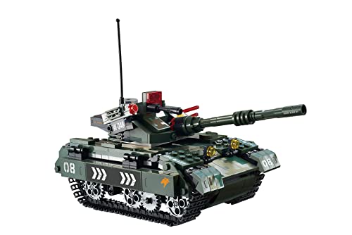 W WISE BLOCK Kleine Blöcke Bauklötze für Militärpanzer mit Fernsteuerung, STEM-Konstruktionsspielzeug für Kinder ab 8 Jahren (505 St.), Schwarz & Grün von W WISE BLOCK