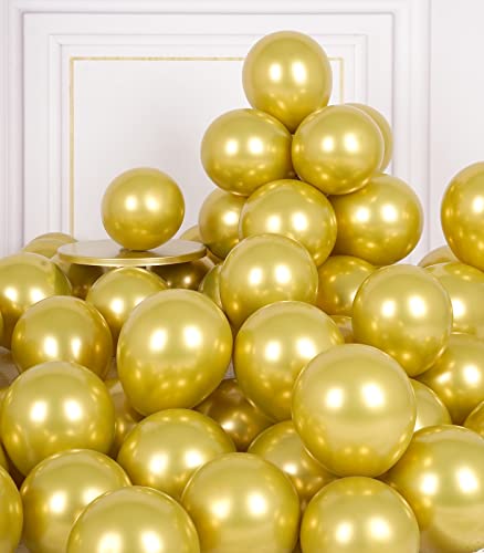 AULE Kleine Luftballons Gold Metallic: 50 Stück 5 Zoll Luftballon Klein Goldene Helium Ballons Latex Ballon für Graduation Jahrestag Junggesellenabschied Geburtstag Deko von AULE