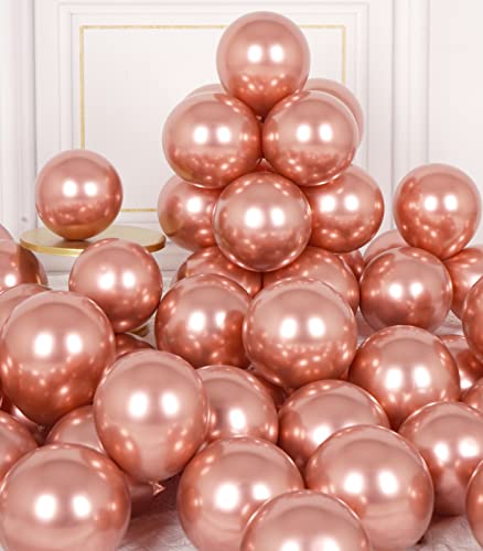 AULE Kleine Luftballons Rosegold Metallic: 50 Stück 5 Zoll Luftballon Klein Rose Gold Helium Ballons Latex Ballon für Baby Shower Graduation Geburtstag Deko von AULE
