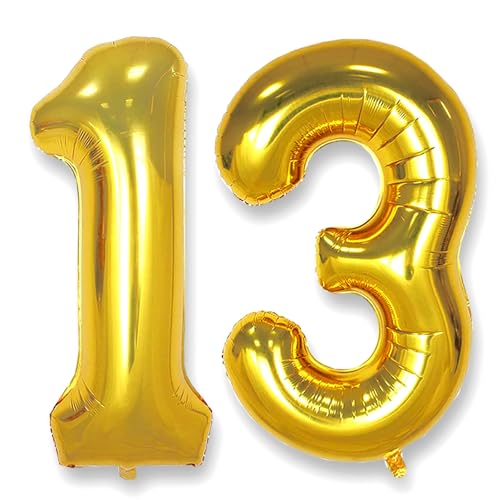 AULE Luftballon Zahl 13 Gold: XXL 101 cm Zahlen Folienballon Geburtstag Gold 31 Jahre 40 Zoll Helium Ballon Kinder Junge Mädchen Zahlenballon für Babyparty Jubiläum Deko AULE Luftballon Zahl 13 Gold: XXL 101 cm Zahlen Folienballon Geburtstag Gold 31 Jahre 40 Zoll Helium Ballon Kinder Junge Mädchen Zahlenballon für Babyparty Jubiläum Deko von AULE